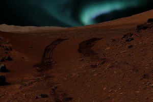 Aurora boreal azul captada en los cielos de Marte